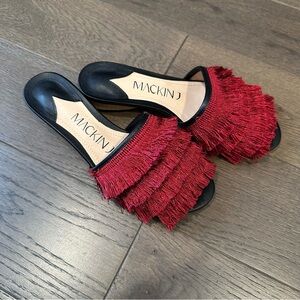 NWOT Anthropologie Mackin J Women's Fringe Slide Sandals Size 7.5